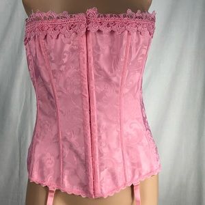 Fredericks of Holly Satin Corset and Thong Set